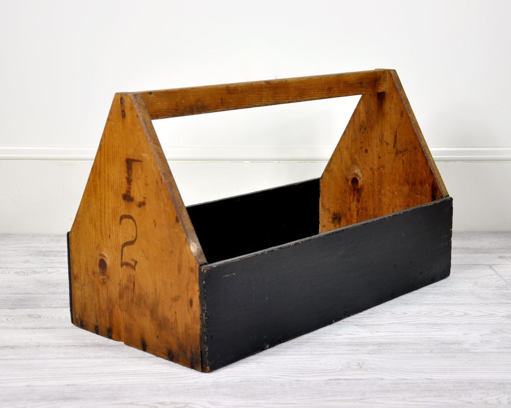 Antique Extra Large Wood Tote / Industrial Decor