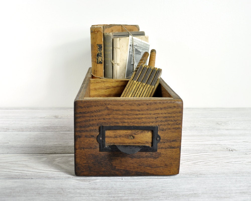 Vintage Wood Drawer / Industrial Storage