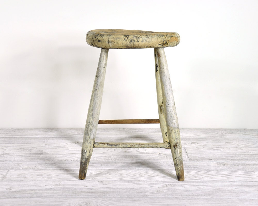 RESERVED - Vintage Rustic Wood Stool / Industrial Decor