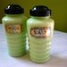 HOLIDAY SALE Jeanette Jadite / Jadeite Big Hit Salt and Pepper Black Top Set with Labels 1930's