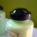HOLIDAY SALE Jeanette Jadite / Jadeite Big Hit Salt and Pepper Black Top Set with Labels 1930's