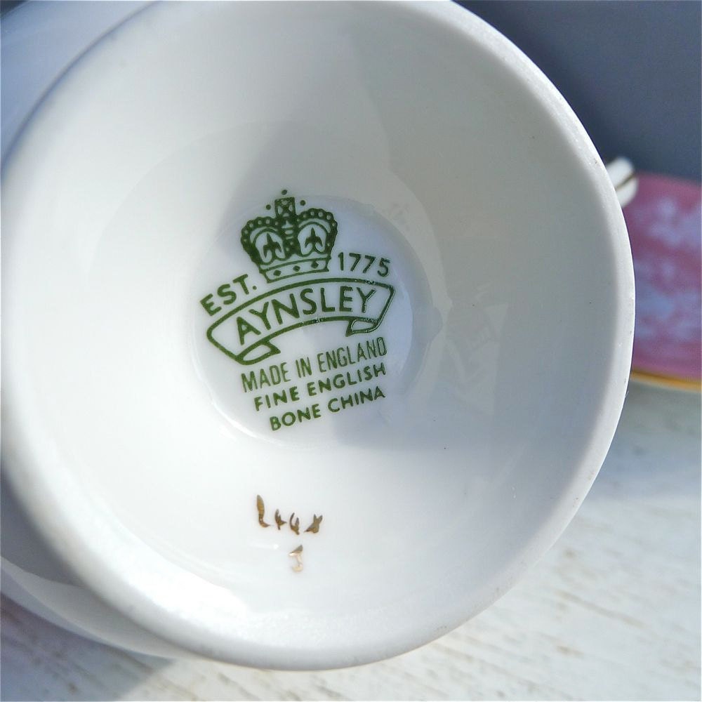 Vintage Aynsley Pink and White Floral Rose Tea Cup and Saucer
