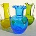 Vintage Crackle Glass Pitcher Collection of 3