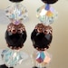 Black Onyx Gemstone and Swarovski Crystal Necklace, Zebra Pendant, Copper Accents, Designed by Val