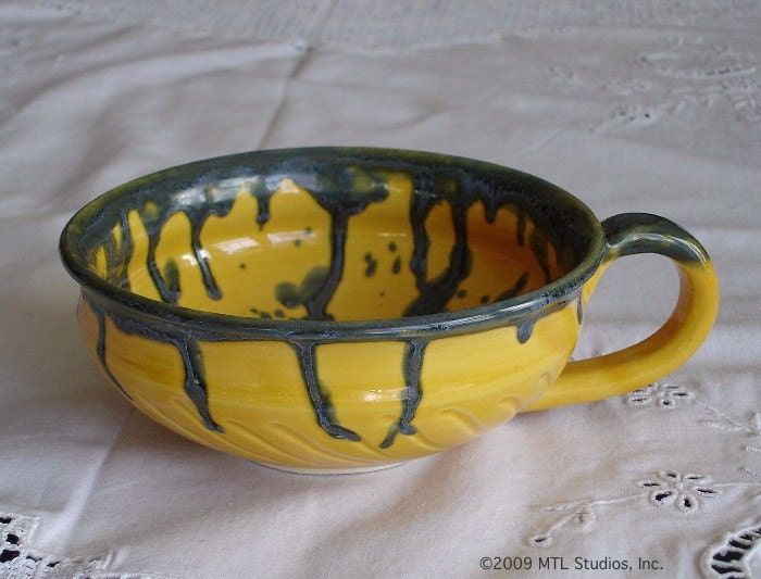 Ceramic Dinner Soup Bowl, Golden Yellow, Modern Serving Chowder Mug, Woodland Kitchen, Housewares,  Winter Spring Home Decor