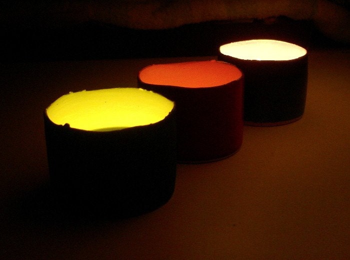Easter Home Decor handmade pottery / Special Offer for the group 3 Votives wheel thrown