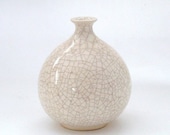 Modern Minimalist Wheel Thrown IN STOCK Ceramic White Round Bottle Dried Flower Bud Vase Home Decor