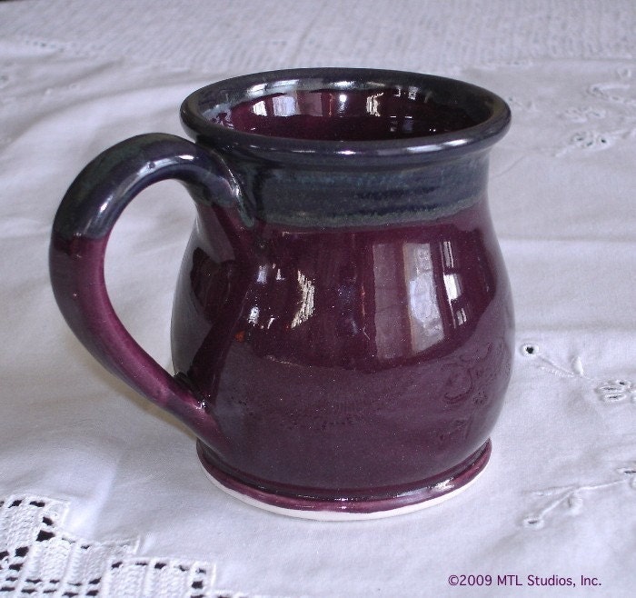 Lavender Ceramic cup, teacup, Coffee mug Pottery Round belly coffee cup Aubergine Purple Kitchen tea cup Housewares handmade pottery (H)