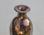 Gold Copper Ceramic wheel thrown bottle Crackle Vintage inspired Wedding Gift handmade pottery metallic golden modern home decor