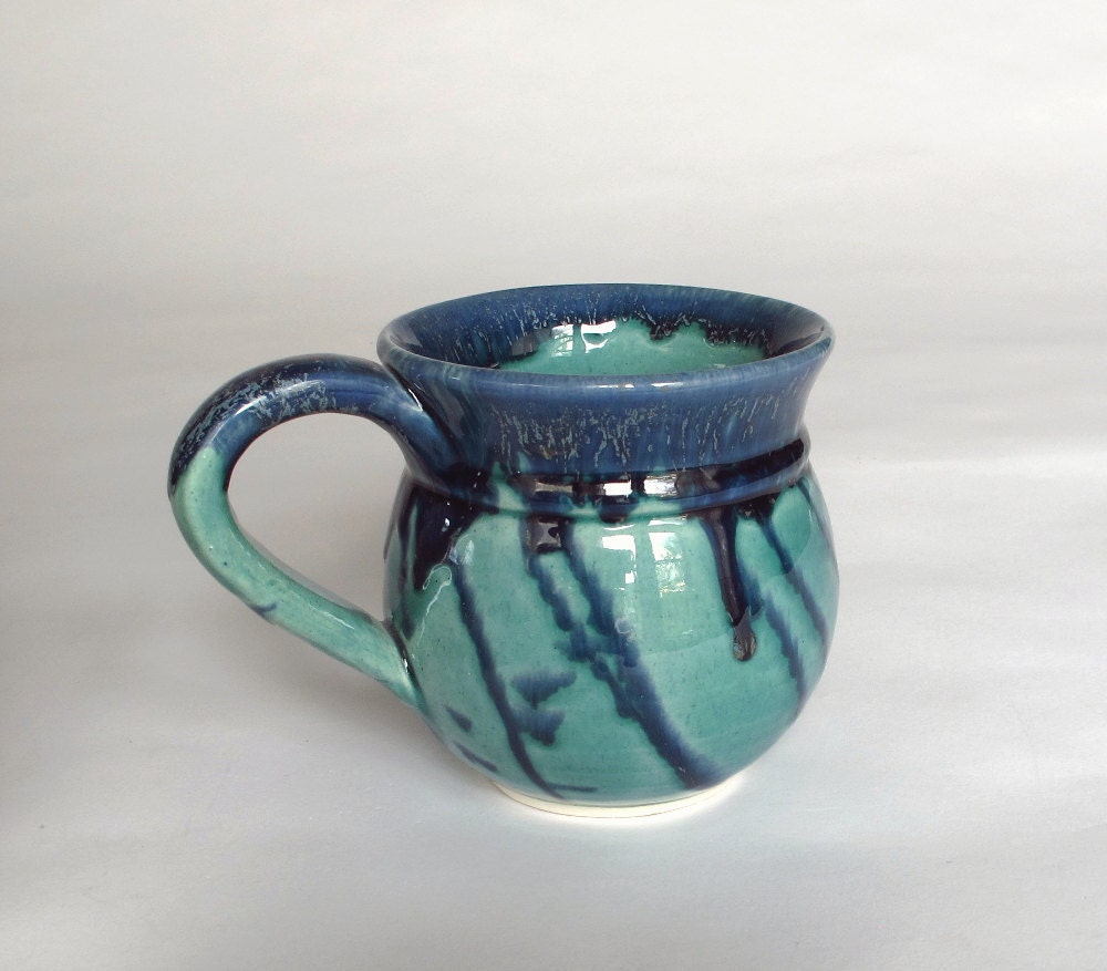 Ceramic Coffee mug, kitchen,  Tea cup Green Blue Pottery Handmade Housewares Modern entertaining  glazed kitchen serving cup