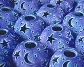 IN STOCK Blue moon Ceramic Candle Holder, Star Velvet Purple Candileria, Shabby Chic Home Decor, Wedding Party Favor, Handmade Pottery