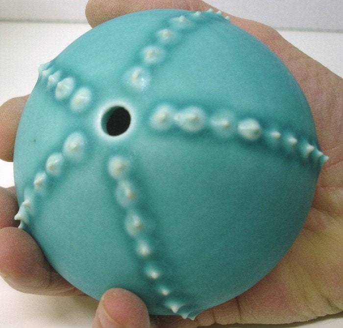 Turquoise Porcelain Sea Urchin Bud Vase/Oil Candle or not