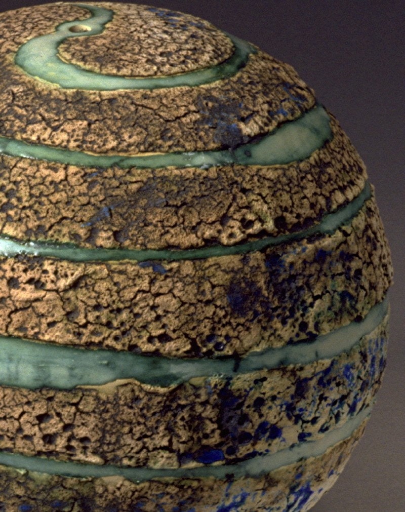 Planet Sculpture from my Pleiades Art Series Large Wheelthrown Splere wheel thrown Stoneware Avant Garde Textured