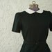 Vintage 1960s Little Black Dress & Belt - Peter Pan Collar - Black and White - Small