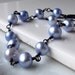 Freshwater Pearl Bracelet, Hydrangea Periwinkle Pearls, Rustic Oxidized Sterling Silver Wire Wrapped