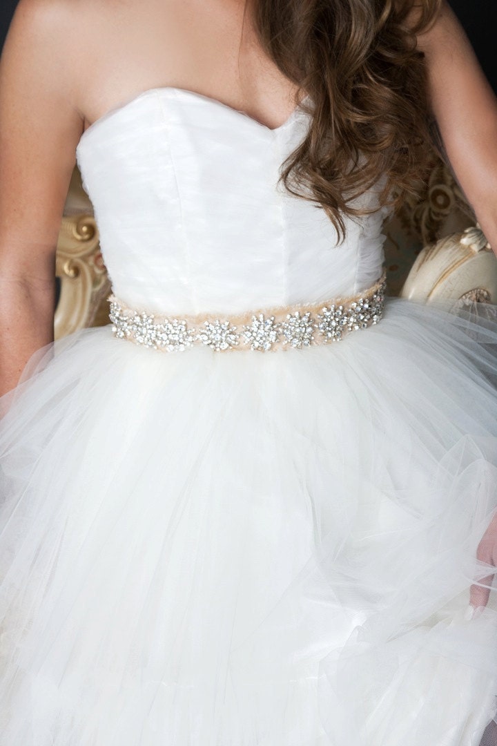 Sophie - Crystal and Silk Chiffon Sash, Wedding Sash, Bridal Belt. Wedding Belt, Sash, 405