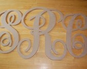 Unfinished 14" 18" 14" wood monogram in monogram font or any other font you would like