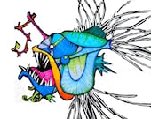 Blue Angler Fish - Print
