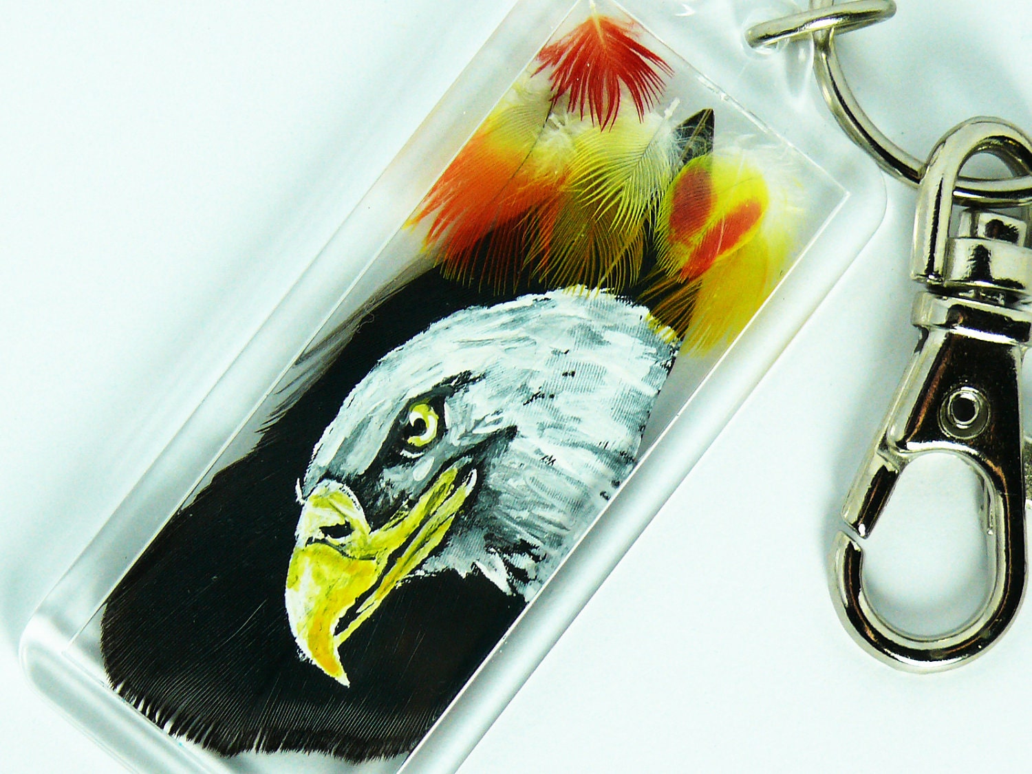 Eagle portrait keychain - bald eagle original painting