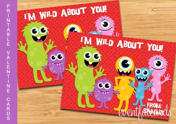 Cute Monster Printable Valentines Day Cards for Kids Il_170x135