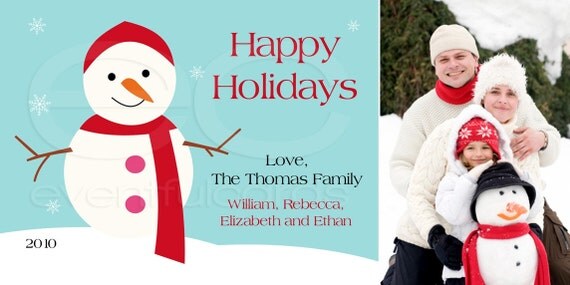 Snowman Christmas Photo Cards Print Yourself Il_570xn