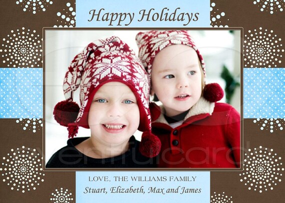 Happy Holidays Photocard with Snowflakes Il_570xn