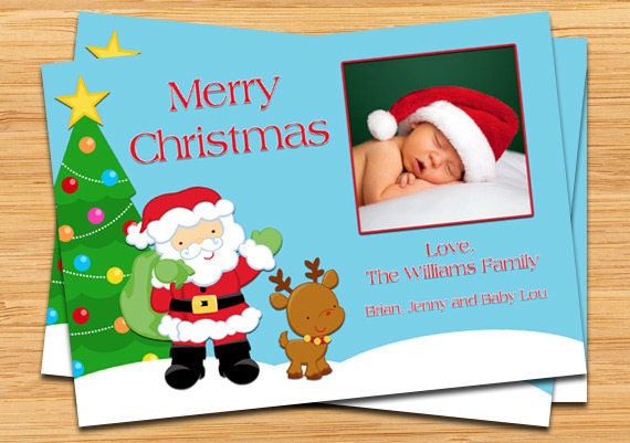 Santa Claus Christmas Card - Print Yourself Il_570xn