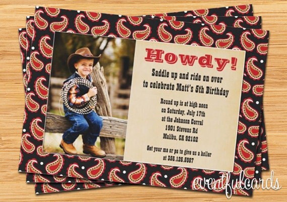 Cowboy Birthday Party Invitation with Photo Il_570xn