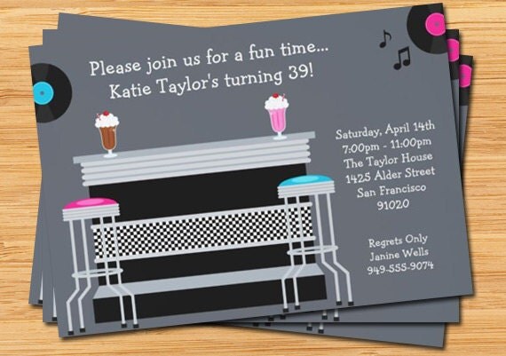 50's Milkshake Party Invitation Il_570xn