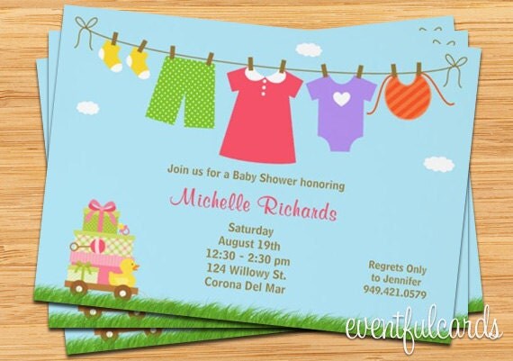 Baby Girl Laundry Baby Shower Invitation Il_570xn