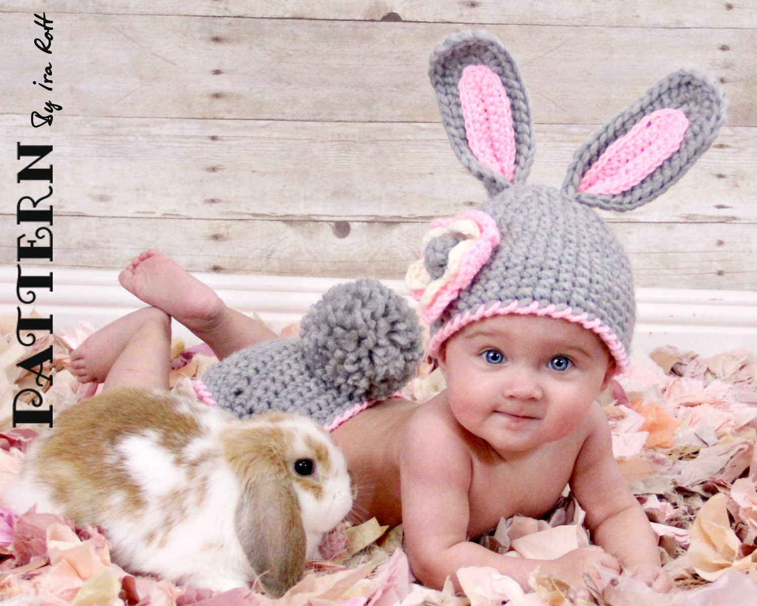 PATTERN - Easter Bunny Hat and Diaper Cover Set - Crochet PDF Pattern for 5 sizes