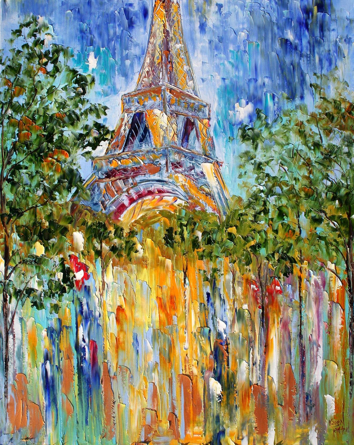 Fine art Print 16 x 20 from oil painting PARIS EIFFEL TOWER by Karen Tarlton