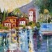 TARLTON LIMITED Edition Art Giclee Print Lake Como Reflections - Italy palette knife modern impressionism