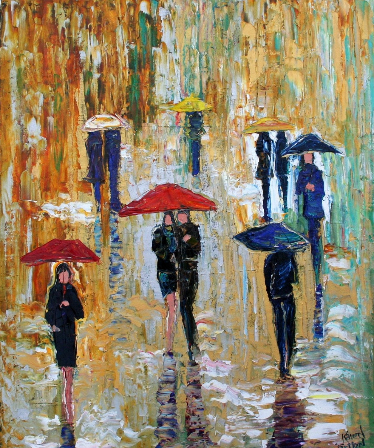 Karen Tarlton Original Oil Painting City Rain Modern art