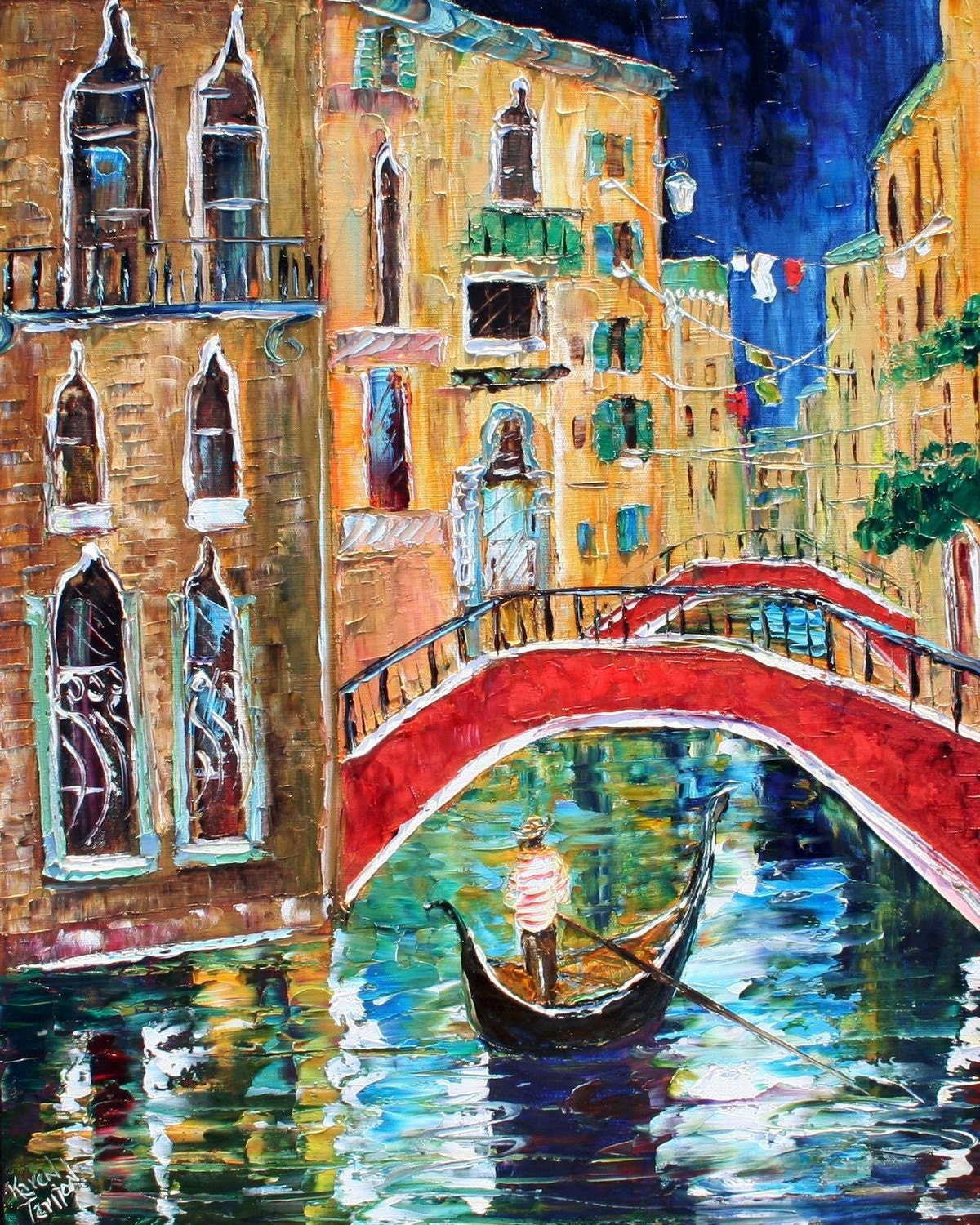 Fine Art Print 16 x 20 from oil painting by Karen Tarlton - Venice Italy modern fine art impressionism palette knife