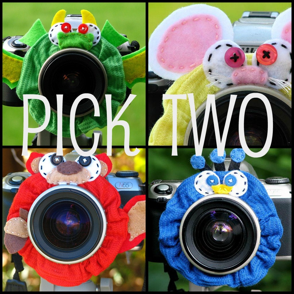custom PICK TWO standard Lens Pets for your camera - Your Choice