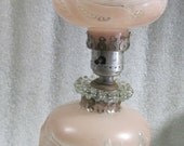 Vintage Boudoir Pink & Clear Bedroom Table Light 1950's