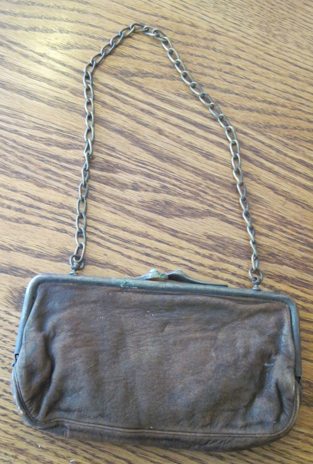 Edwardian vintage purse with snake heads for clasps with blue stone for eyes