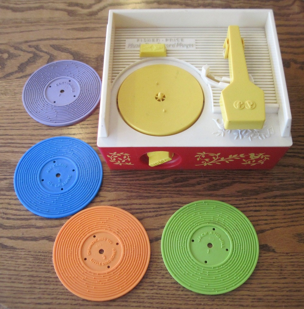 1971 Fisher Price Music box Record Player with 4 records Vintage