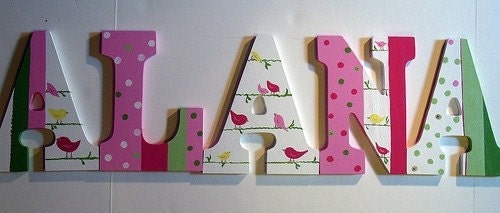Personalized Wooden Wall Painted Name Letters- Penelope Pottery Barn  Bird