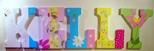 Custom Flower Wall Letters  Daisy Garden  Pottery Barn style Name