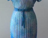 1950s Sheer Blue Floral Vintage Dress