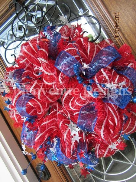 Red, white & blue... Patriotic Mesh Wreath