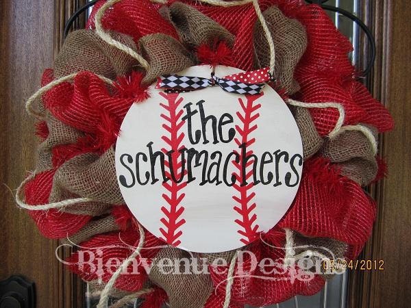 Personalized Baseball Mesh Wreath