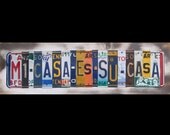 Mi Casa Es Su Casa - Funky Name Word Block Personalized - Last Name - Wedding - Recycled Art Company - Vintage License Plate Sign Art