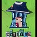 Cute Cozy Cottage - Recycled License Plate Art - Salvaged Wood - Upcycled Artwork
