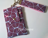 Geometric Blue Acai Purple & Pink Phone Case with Wristlet