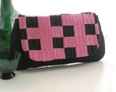Pink and Black Checkered Clutch