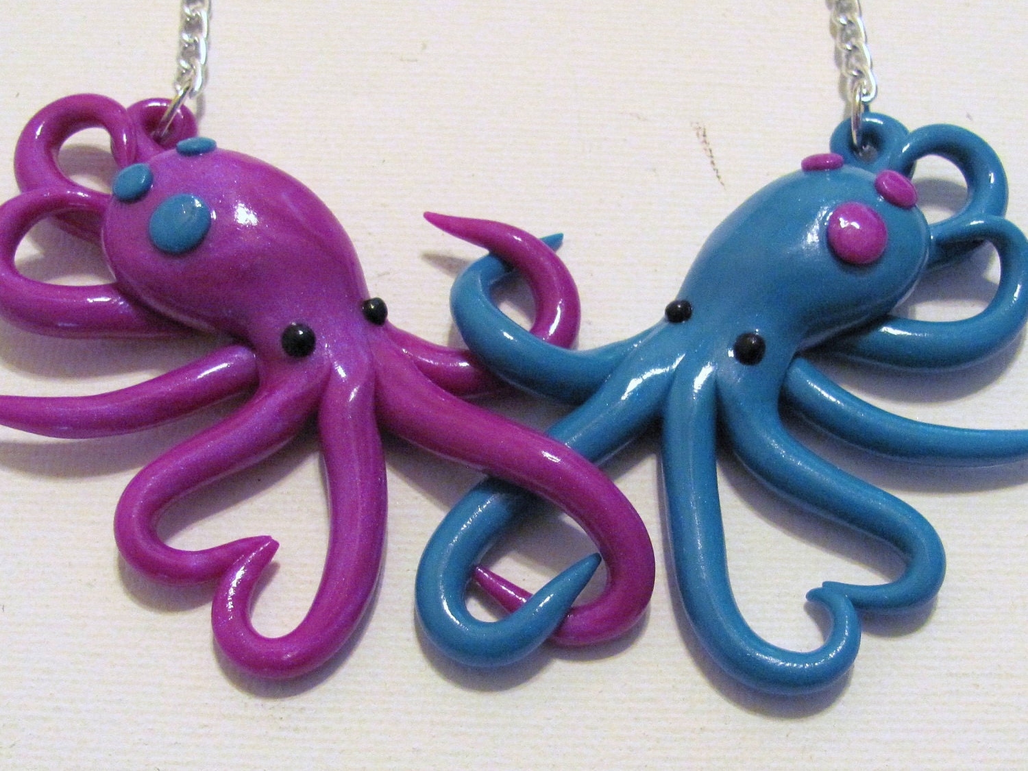 Intertwined Octopi in love Necklace