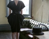 The Original Draped Sack Dress Black Linen and Cotton mix